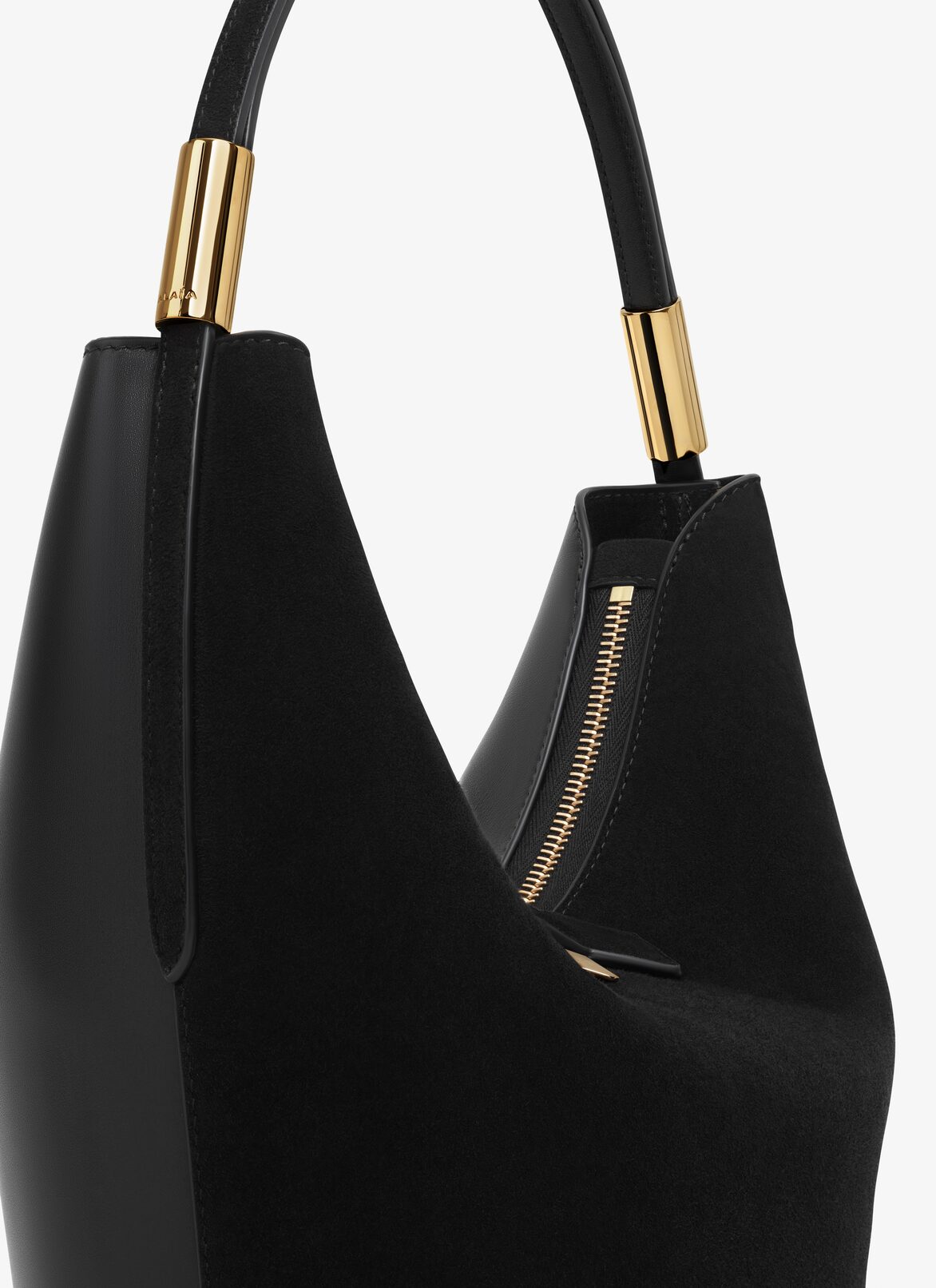 BORSA SHAPE PICCOLA IN PELLE DI CAPRA SCAMOSCIATA E PELLE DI VITELLO ALAÏA BORSA SHAPE PICCOLA IN PELLE DI CAPRA SCAMOSCIATA E PELLE DI VITELLO NERO